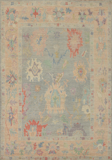Vegetable Dye Wool Oushak Turkish Area Rug 6x8
