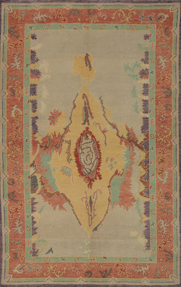 Vegetable Dye Wool Oushak Turkish Rug 4x7