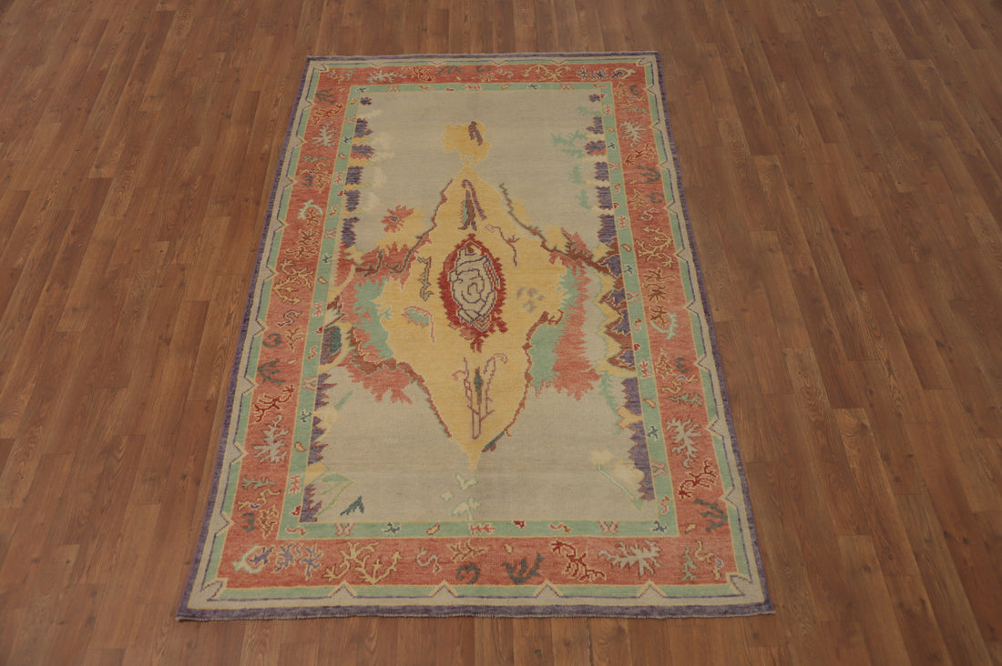 Vegetable Dye Wool Oushak Turkish Rug 4x7