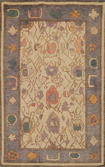 Handmade Wool Oushak Vegetable Dye Rug 3x5