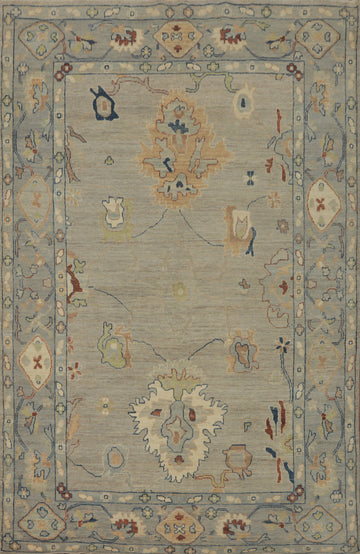 Vegetable Dye Wool Oushak Turkish Area Rug 6x9
