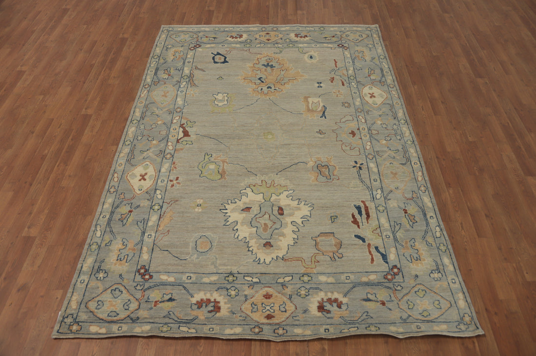 Vegetable Dye Wool Oushak Turkish Area Rug 6x9