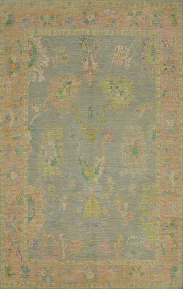 Vegetable Dye Wool Oushak Turkish Area Rug 6x9