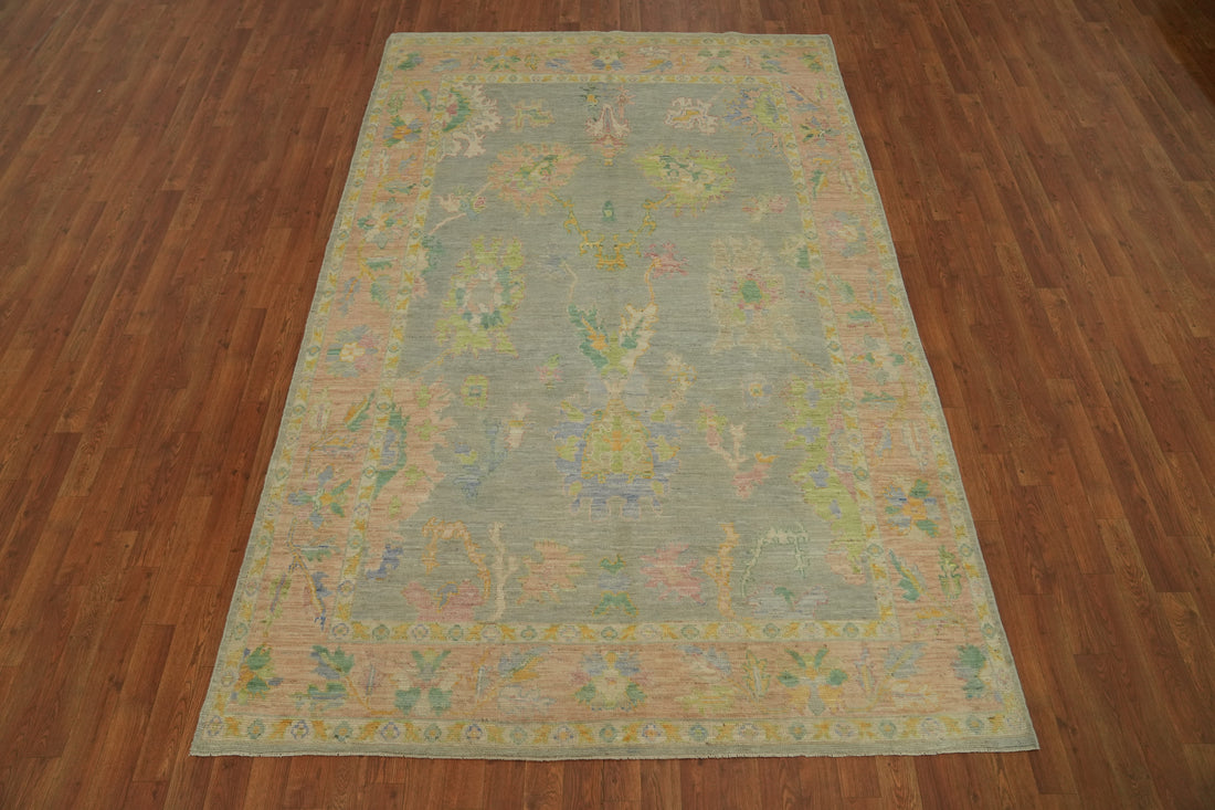Vegetable Dye Wool Oushak Turkish Area Rug 6x9