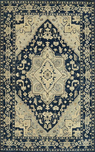 Geometric Wool Oushak Vegetable Dye Area Rug 6x9