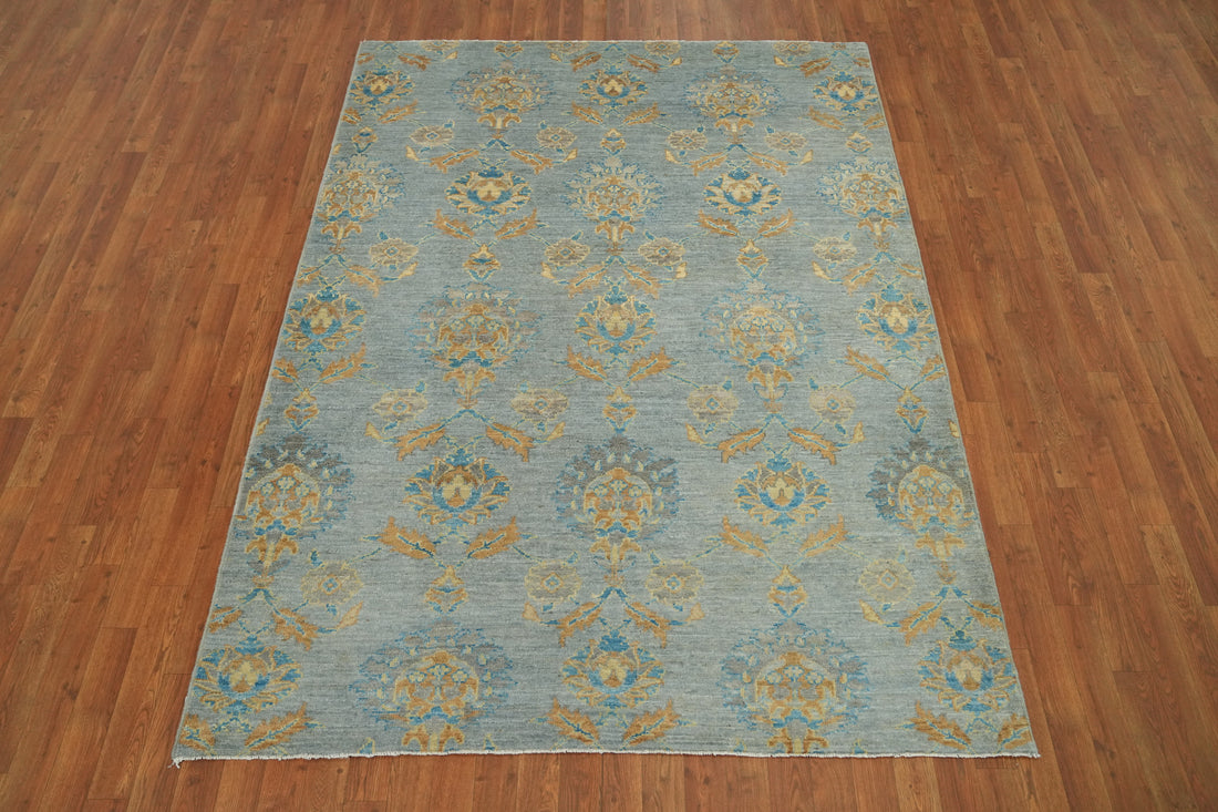 All-Over Floral Oushak Vegetable Dye Area Rug 6x8