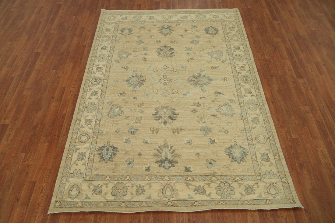 Vegetable Dye Wool Oushak Turkish Area Rug 6x9