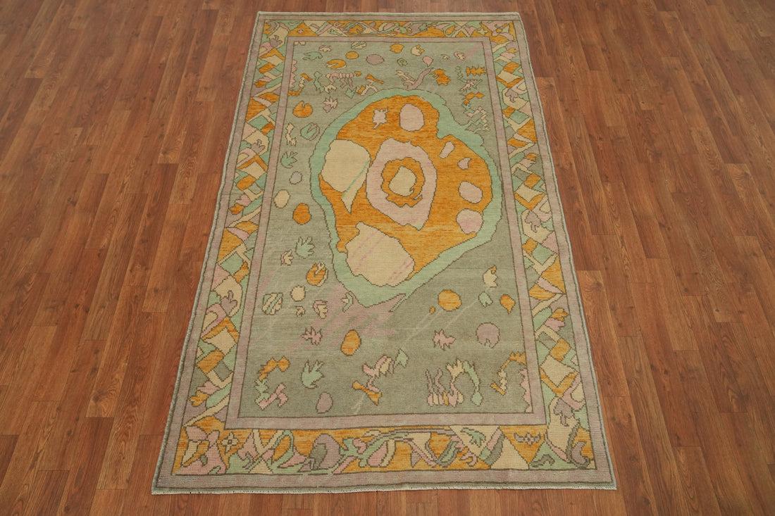 Vegetable Dye Wool Oushak Turkish Rug 4x7