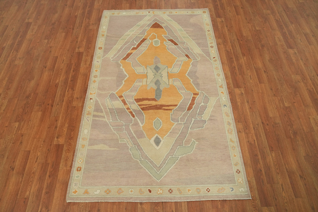 Vegetable Dye Wool Oushak Turkish Rug 4x7