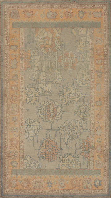 Vegetable Dye Wool Oushak Turkish Rug 4x6