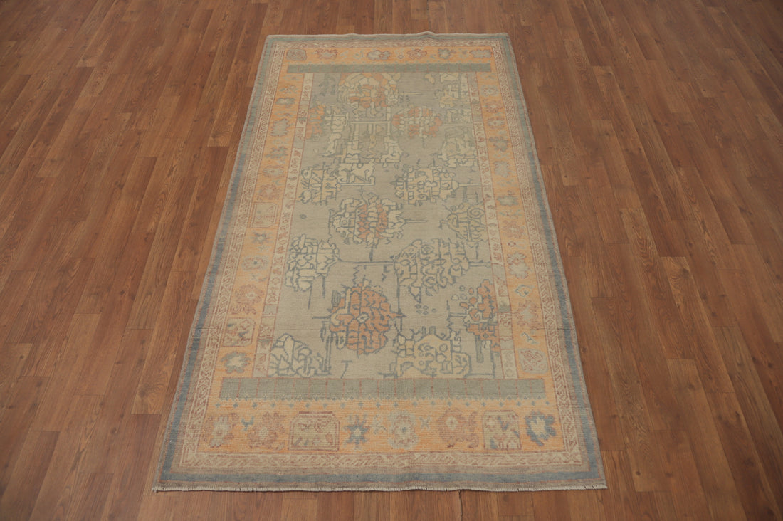 Vegetable Dye Wool Oushak Turkish Rug 4x6