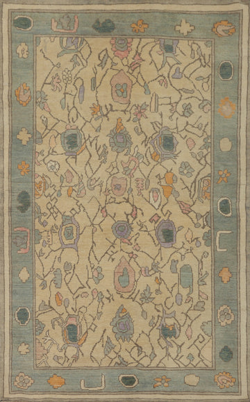 Vegetable Dye Wool Oushak Turkish Rug 4x7