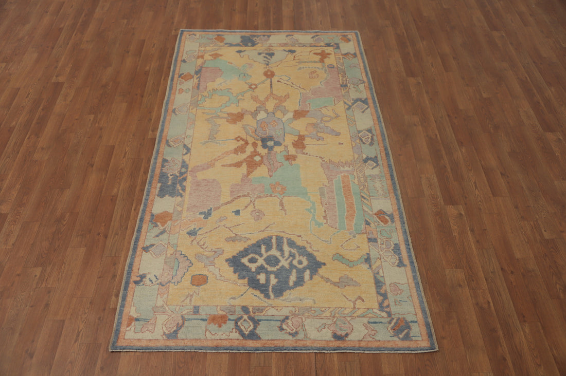 Vegetable Dye Wool Oushak Turkish Rug 4x7