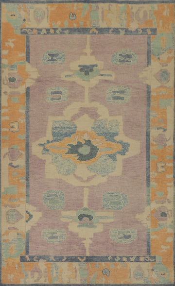 Vegetable Dye Wool Oushak Turkish Rug 4x7