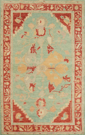 Vegetable Dye Wool Oushak Turkish Rug 4x7