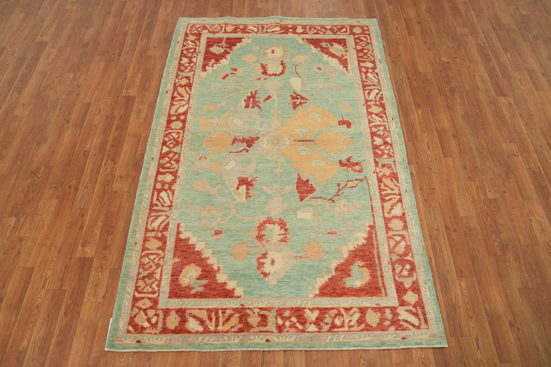 Vegetable Dye Wool Oushak Turkish Rug 4x7