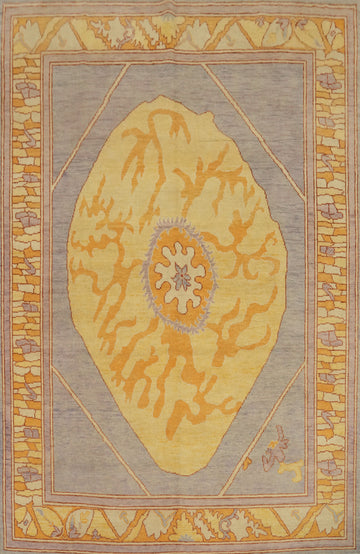 Vegetable Dye Wool Oushak Turkish Area Rug 6x8