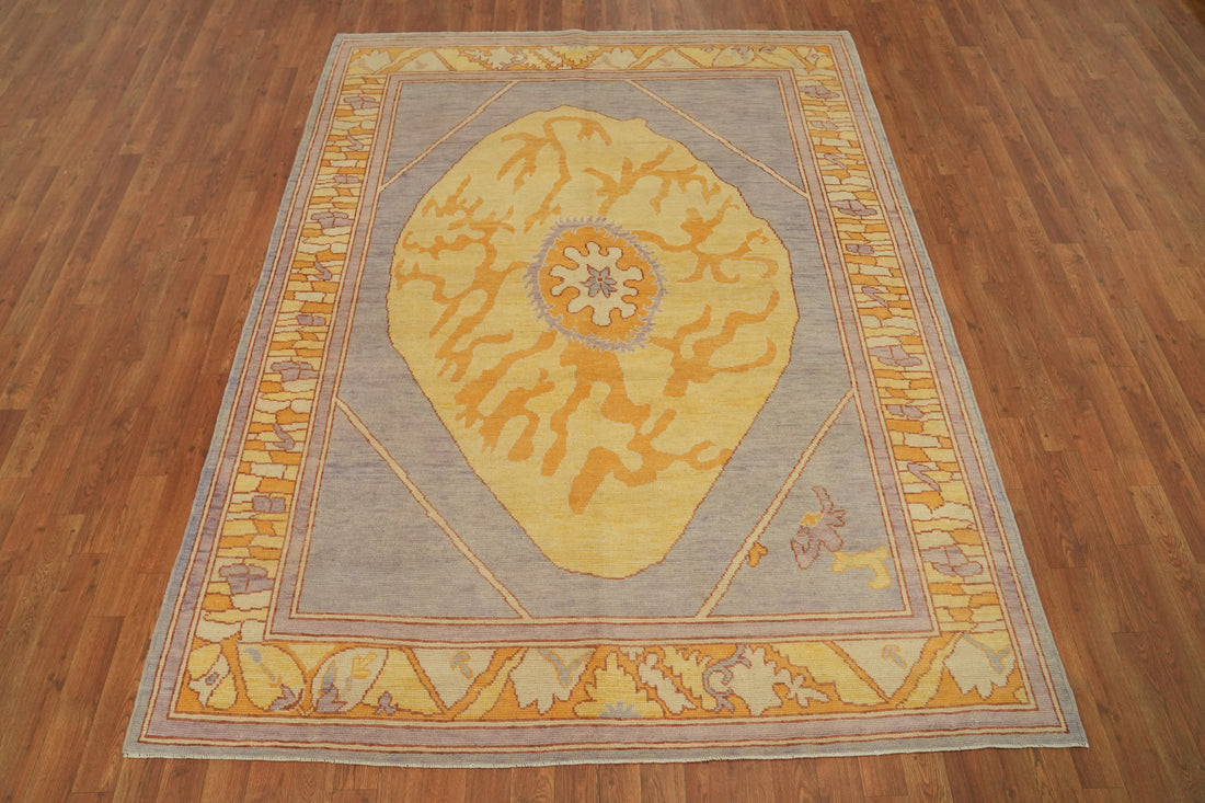 Vegetable Dye Wool Oushak Turkish Area Rug 6x8