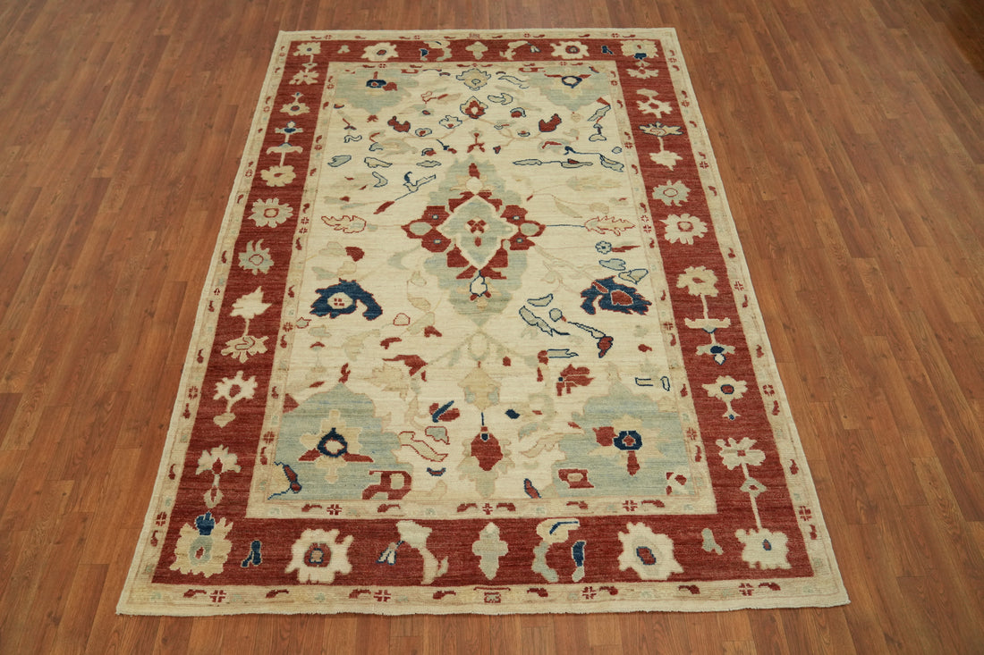 Handmade Wool Oushak Vegetable Dye Area Rug 6x9