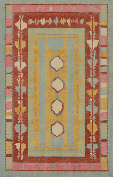 Geometric Gabbeh Vegetable Dye Area Rug 6x9