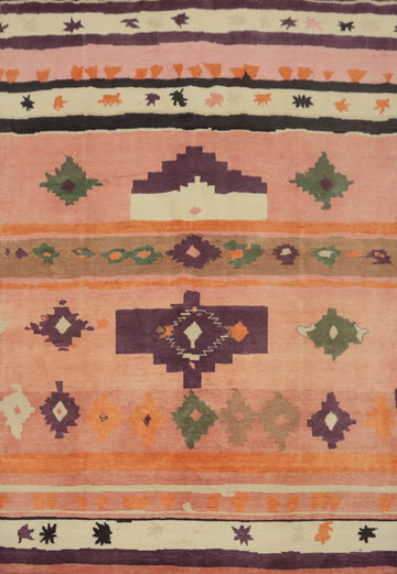 Geometric Gabbeh Vegetable Dye Area Rug 8x10