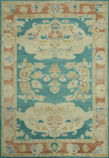 Vegetable Dye Wool Oushak Turkish Area Rug 9x12