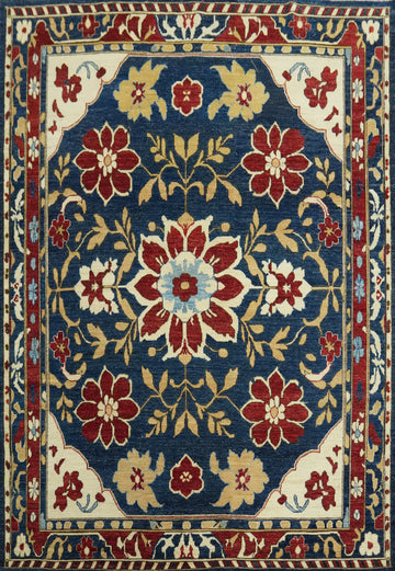 Handmade Blue Oushak Vegetable Dye Area Rug 9x11