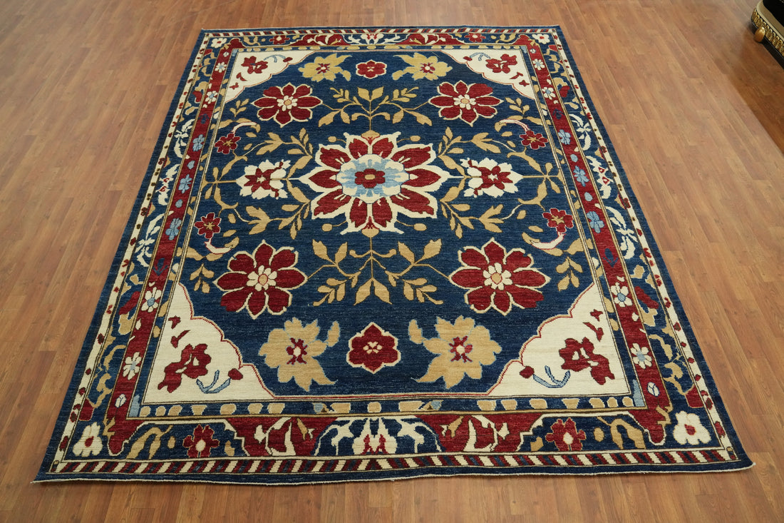 Handmade Blue Oushak Vegetable Dye Area Rug 9x11