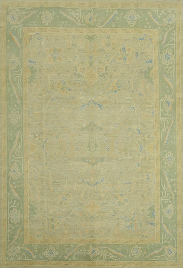 Vegetable Dye Wool Oushak Turkish Area Rug 9x12