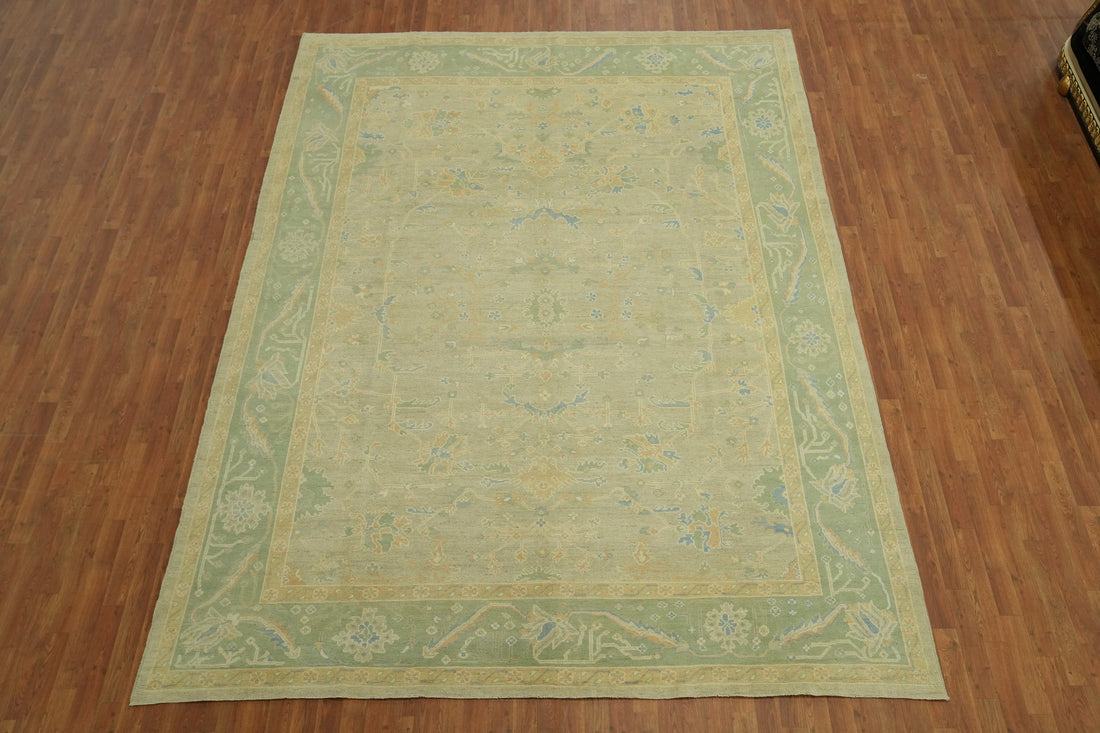Vegetable Dye Wool Oushak Turkish Area Rug 9x12