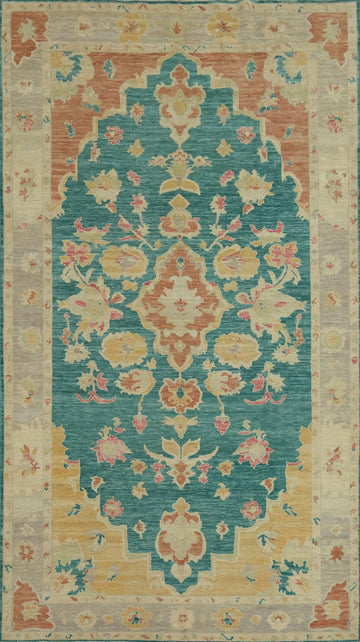 Vegetable Dye Wool Oushak Turkish Area Rug 7x13