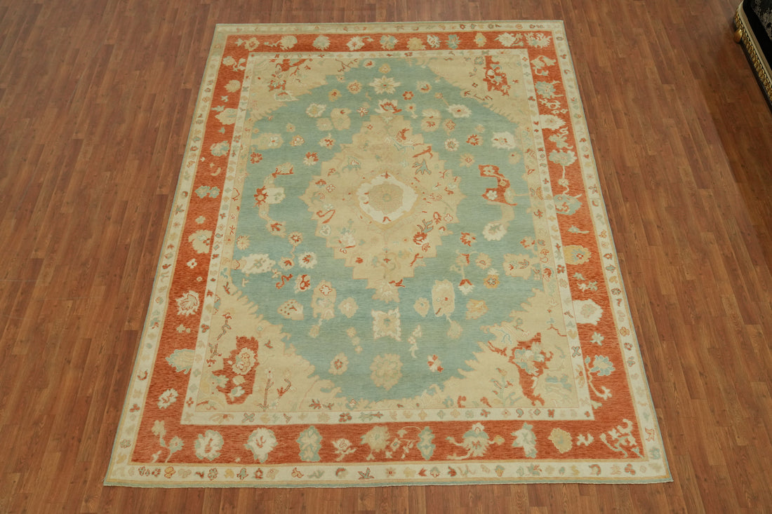 Vegetable Dye Wool Oushak Turkish Area Rug 9x12