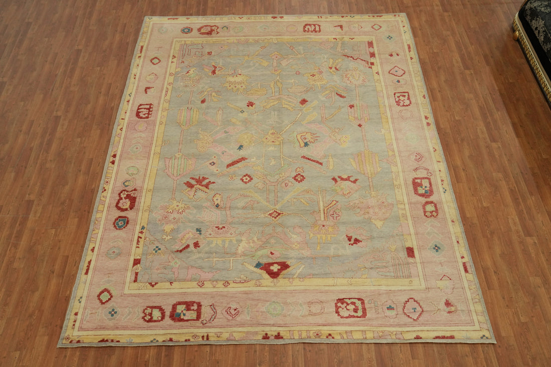 Vegetable Dye Wool Oushak Turkish Area Rug 10x13