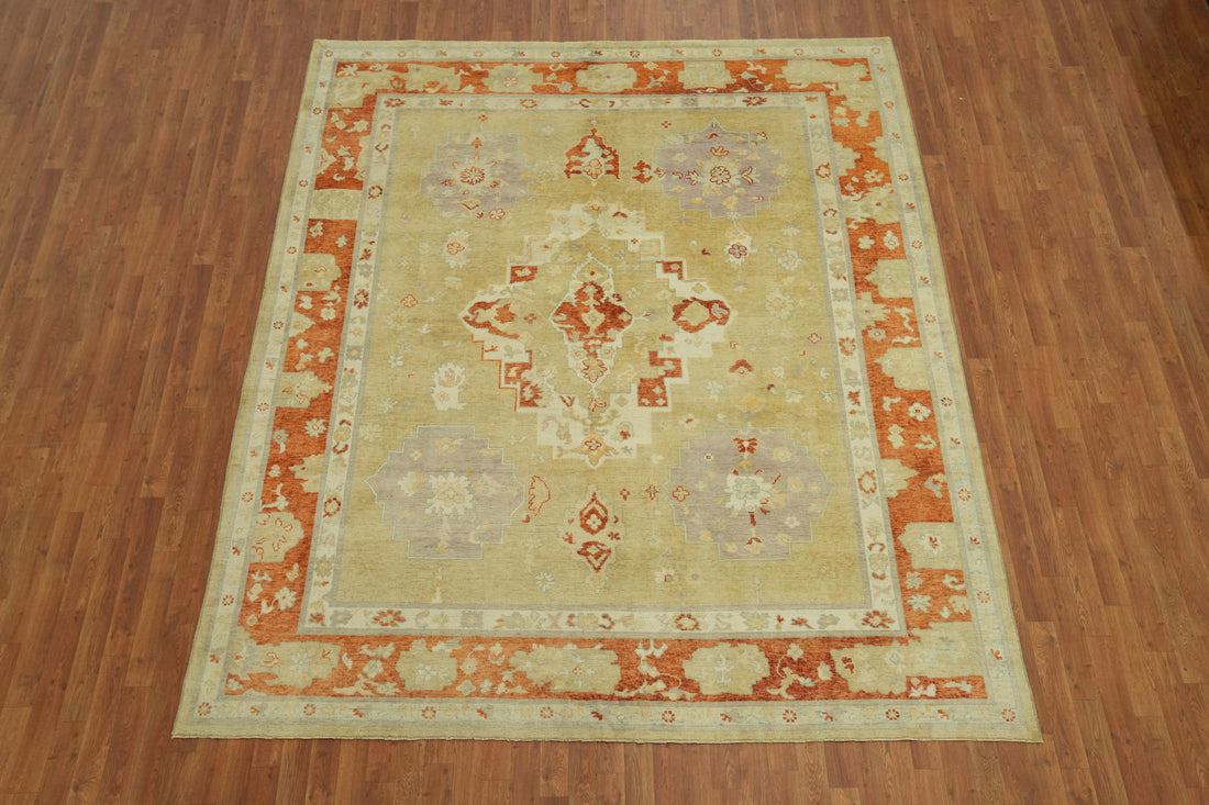 Vegetable Dye Wool Oushak Turkish Area Rug 8x10