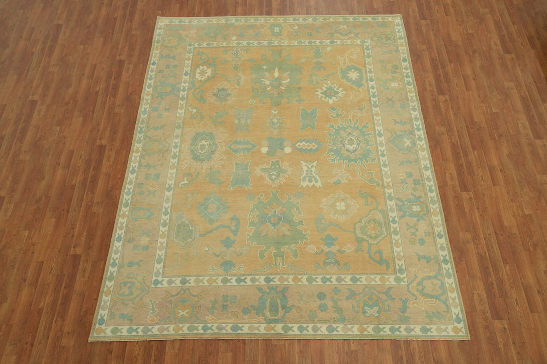Vegetable Dye Floral Oushak Turkish Area Rug 8x11
