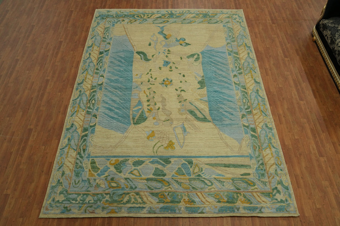 Vegetable Dye Wool Oushak Turkish Large Rug 10x14