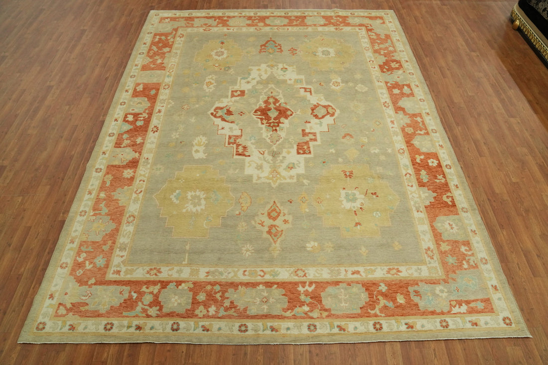 Handmade Wool Oushak Turkish Area Rug 9x12
