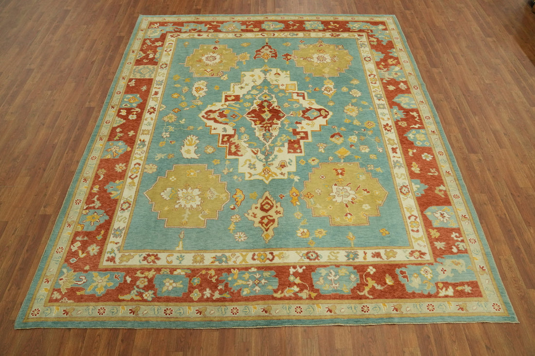 Handmade Blue Oushak Vegetable Dye Area Rug 8x10