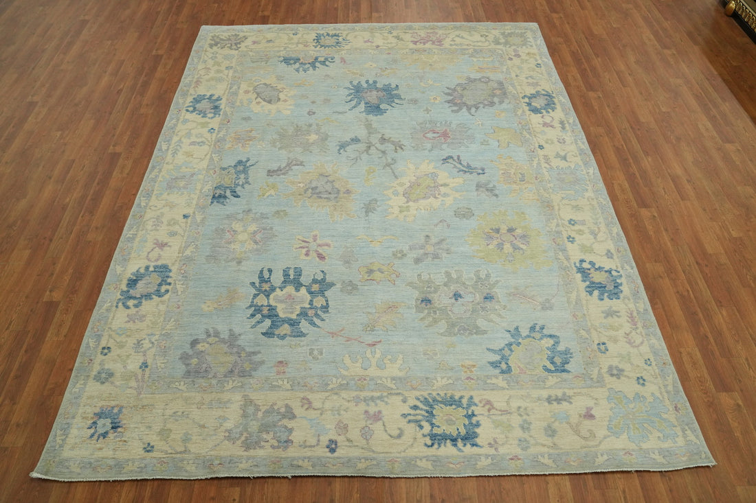 Handmade Blue Oushak Vegetable Dye Area Rug 8x10