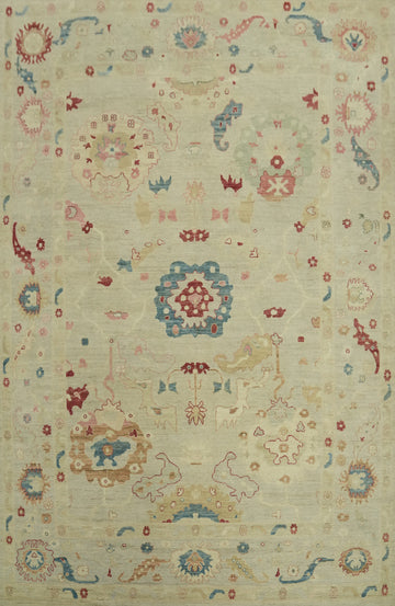 Vegetable Dye Wool Oushak Turkish Area Rug 9x12