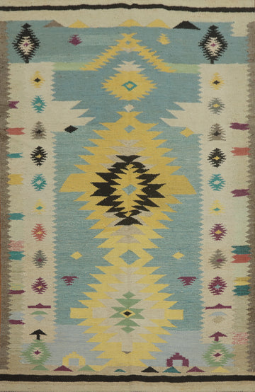 Flat Weave Wool Kilim Vegetable Dye Rug 4x6