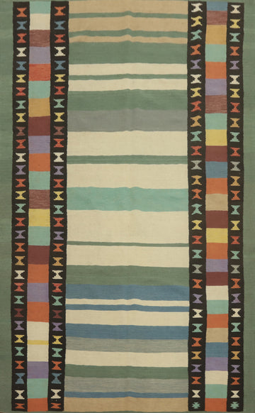 Striped Wool Kilim Oriental Area Rug 7x10