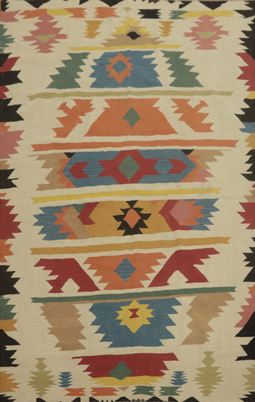 Geometric Wool Kilim Oriental Area Rug 6x9