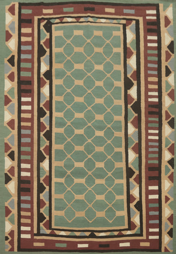 Green Geometric Kilim Oriental Area Rug 8x11