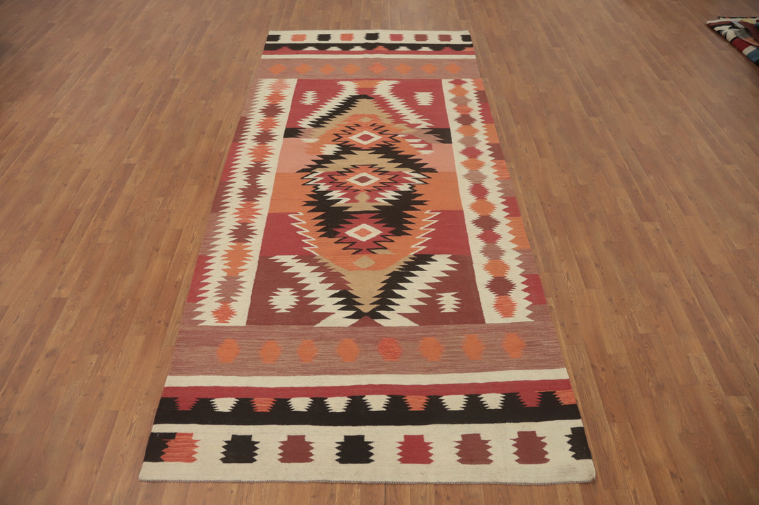 Geometric Wool Kilim Oriental Area Rug 5x12
