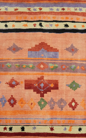 Vegetable Dye Wool Gabbeh Turkish Area Rug 6x9