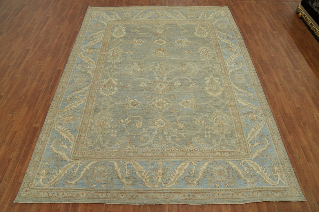Handmade Gray Oushak Vegetable Dye Area Rug 9x12