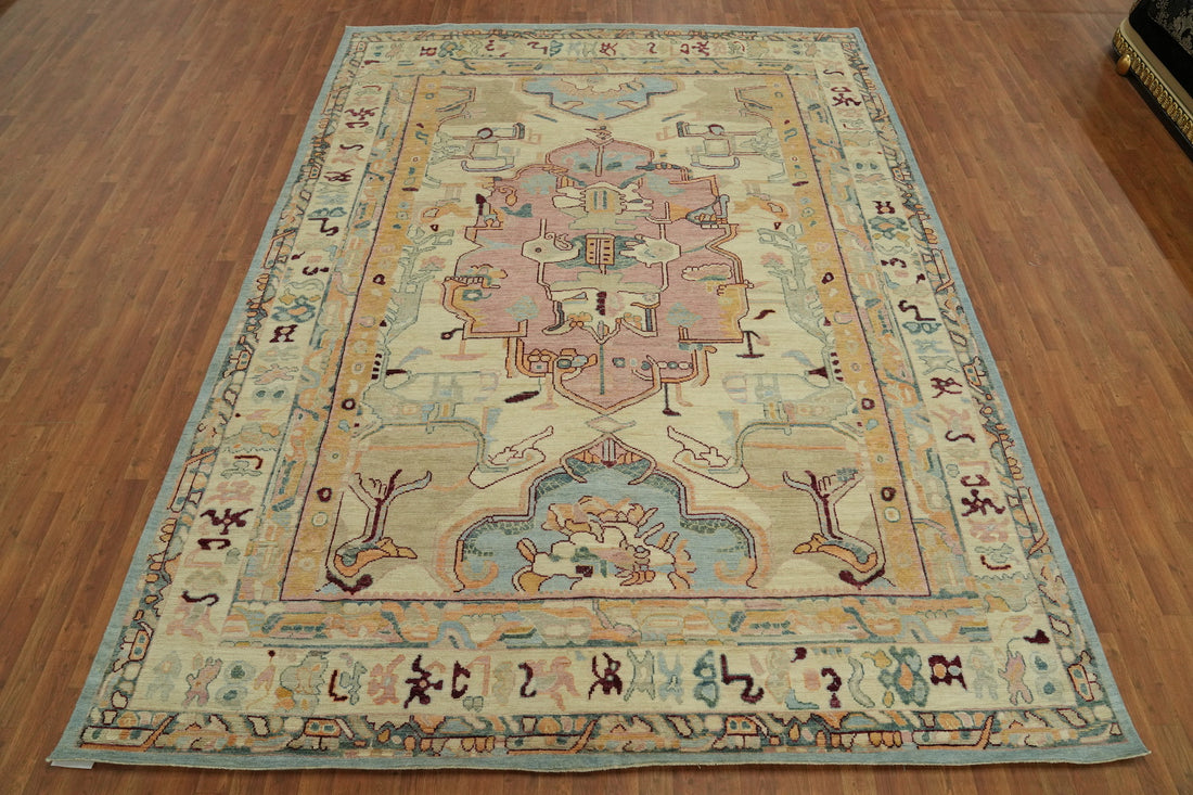 Vegetable Dye Wool Oushak Turkish Area Rug 9x12