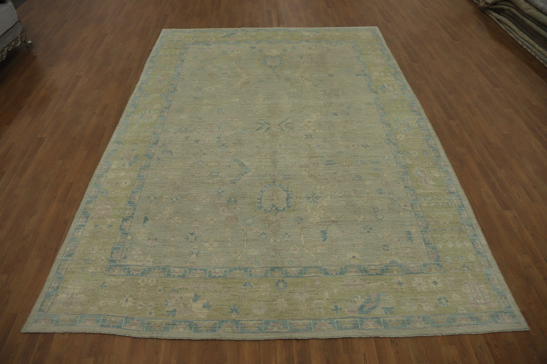 Vegetable Dye Wool Oushak Turkish Area Rug 9x12