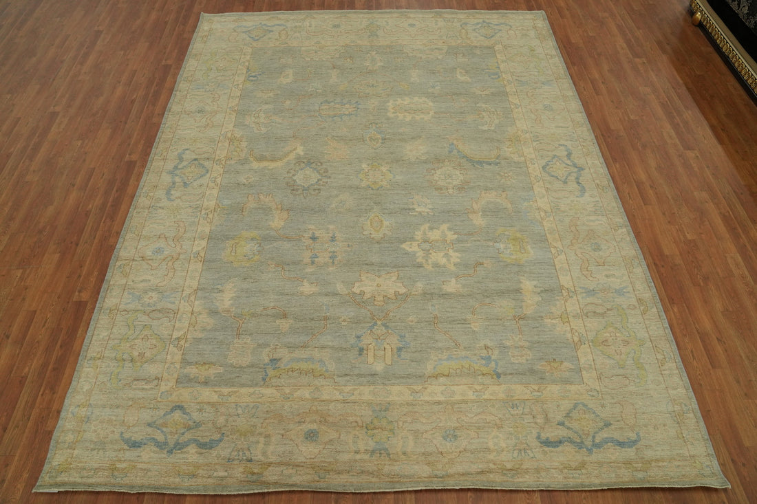 Handmade Gray Oushak Vegetable Dye Area Rug 9x12